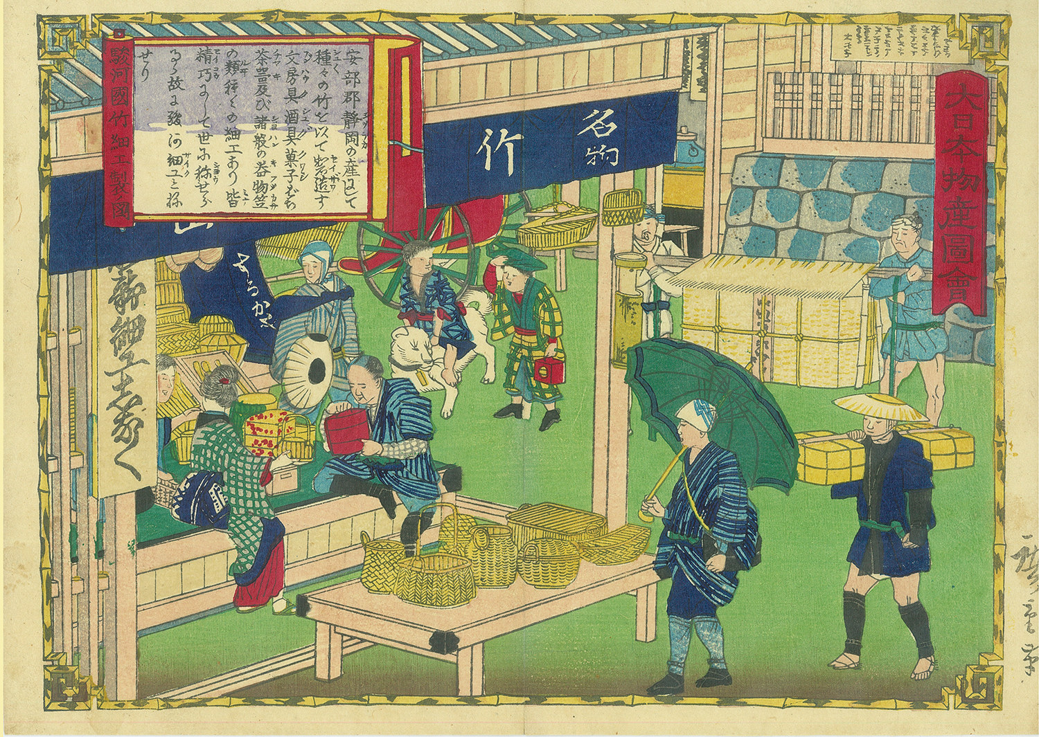 三代広重 / 大日本物産図会 駿河国 竹細工製ノ図 | 大屋書房 江戸時代