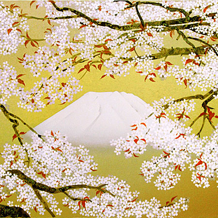 中島千波 桜花霞富士 | 絵画など美術品の販売と買取 | 東京・銀座 おい