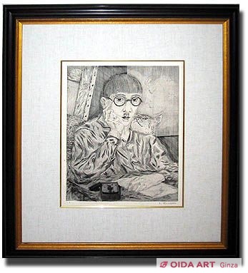 藤田嗣治 猫と自画像 | 絵画など美術品の販売と買取 | 東京・銀座 おい