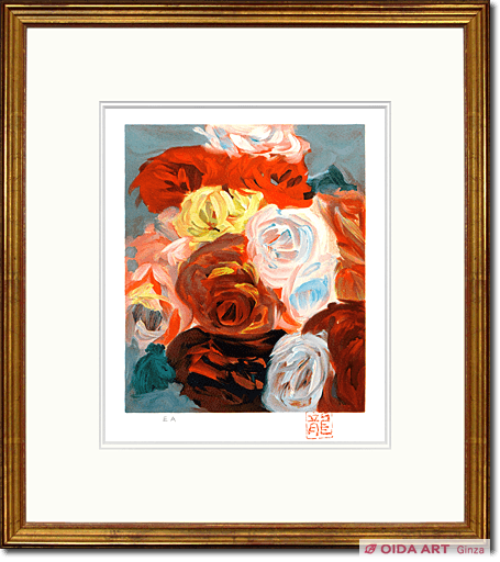 梅原龍三郎 ばら 油彩画 特価！ 梅原龍三郎作 肉筆油彩画「薔薇」 特価！