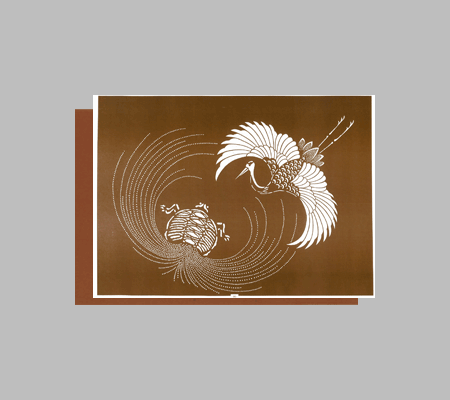 型紙付き図案：A3-30【鶴亀】 / 伊勢型紙おおすぎ