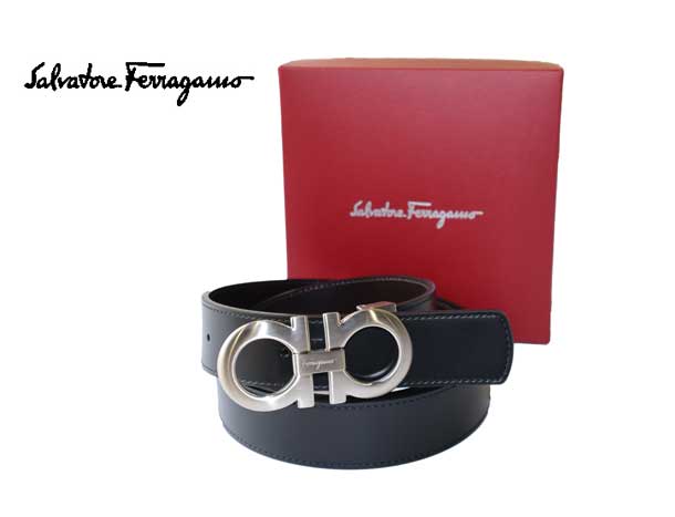 サルヴァトーレ フェラガモ リバーシブル レザーベルト シルバー
