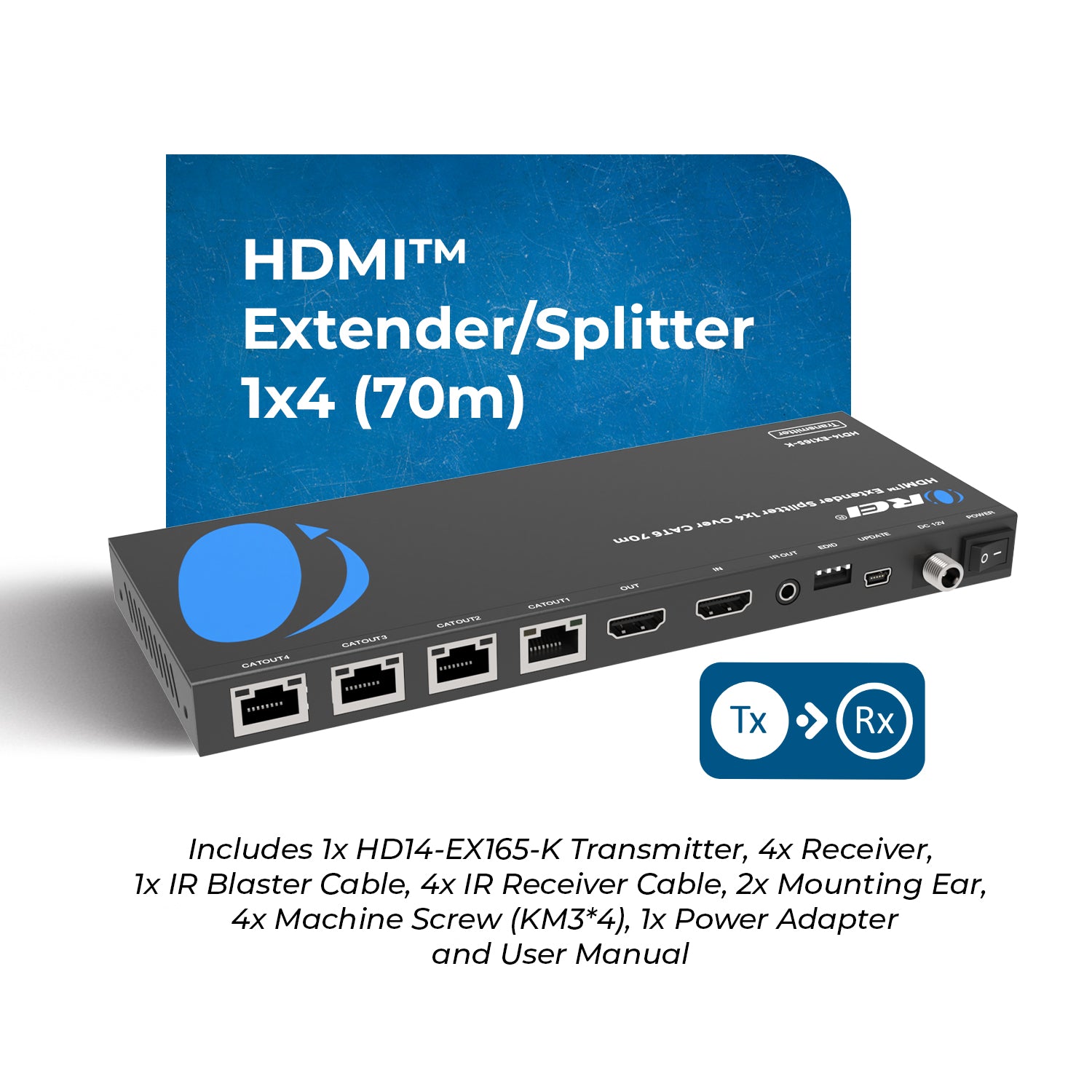 1x4 HDMI Extender Splitter CAT6/7 1080P, Upto 165 Ft – OREI.COM