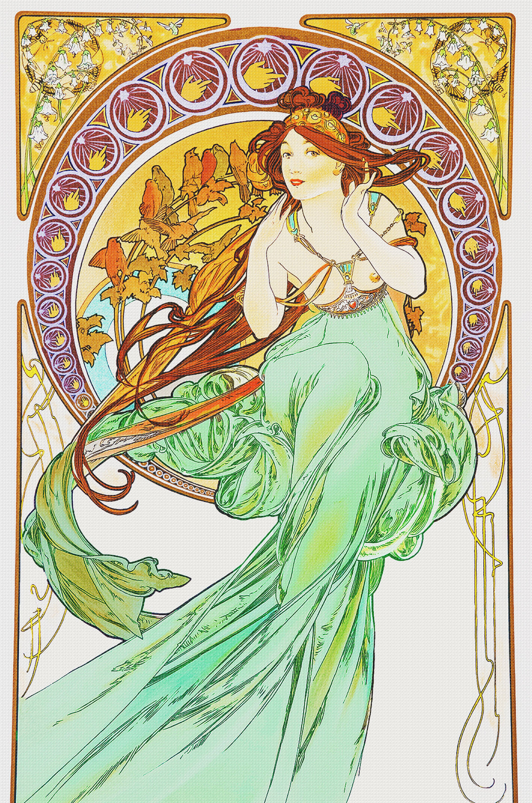 The Arts Music by Alphonse Mucha Counted Cross Stitch Pattern