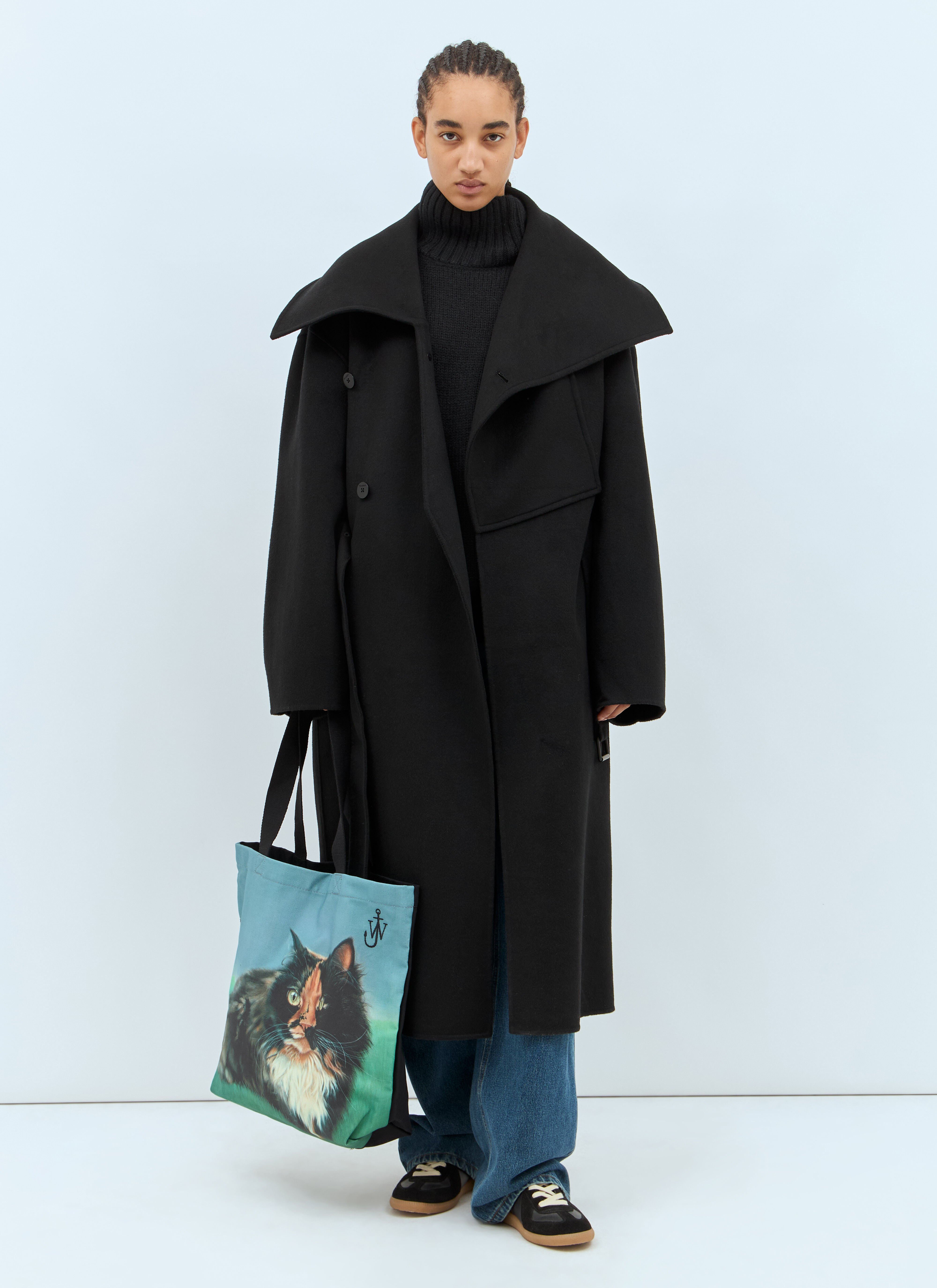 JW Anderson Women's' Wool Wrap Coat in Black | LN-CC®