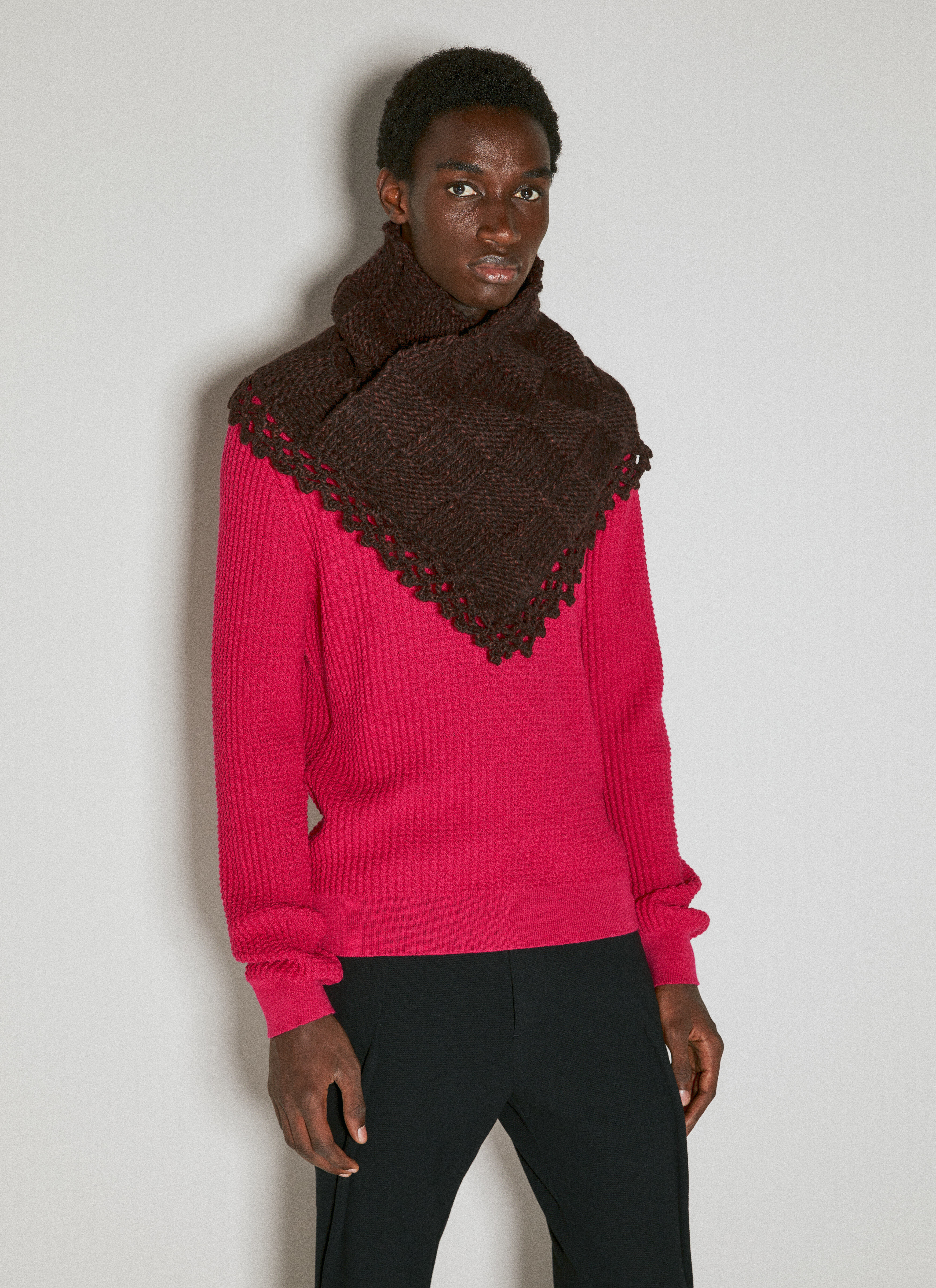 Kiko Kostadinov Men's' Apasia Crochet Scarf in Brown | LN-CC®