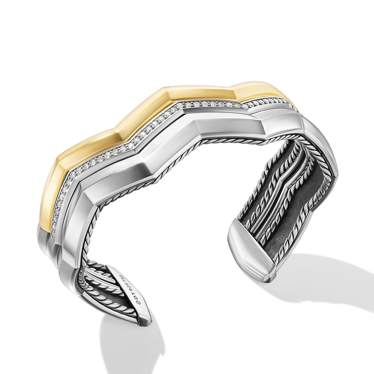 Zig Zag Stax™ Three Row Cuff Bracelet in Sterling Silver with 18K