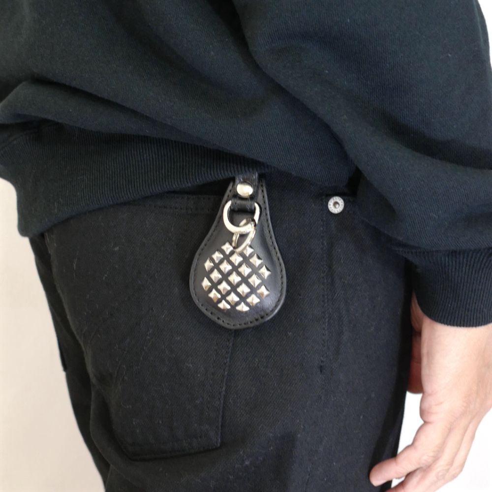 小物 CALEE STUDS LEATHER SNAP KEY RING CALEE - STUDS LEATHER SNAP KEY RING (BLACK) / スタッズ レザー