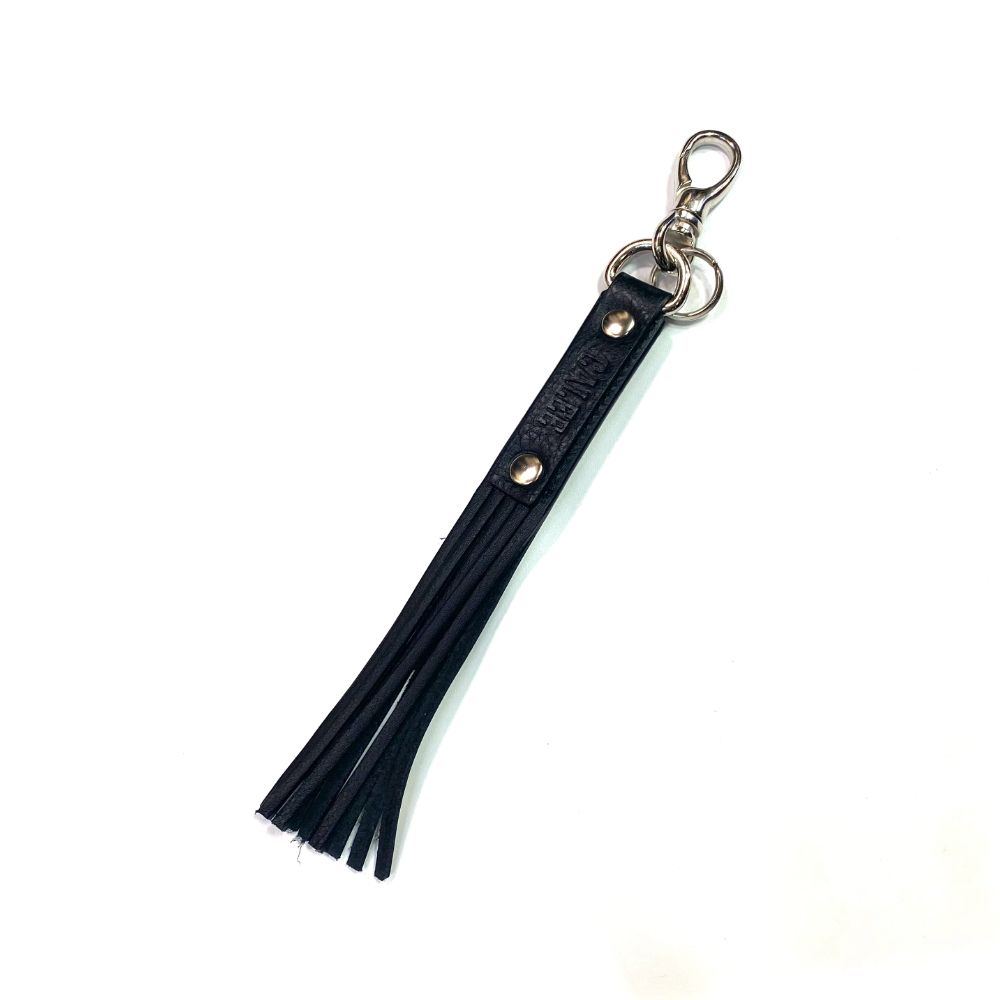CALEE キャリー スタッズレザーキーホルダー CALEE - STUDS & KNITTING LEATHER LONG KEY RING ＜TYPE B＞ (BLACK