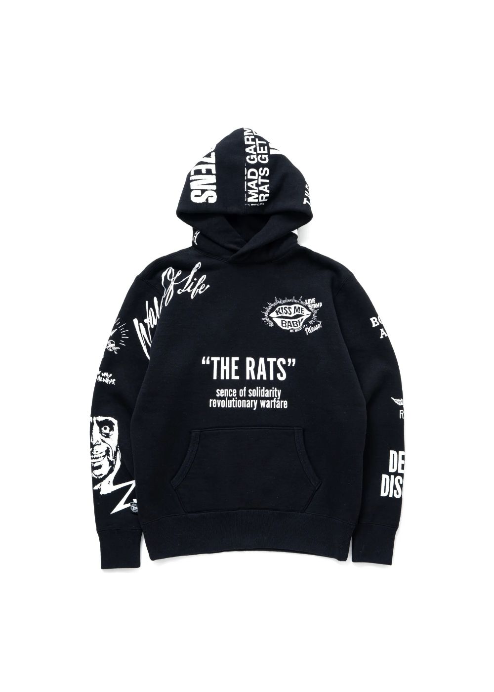 RATS - CRAZY HOODIE (BLACK) / クレイジー プリント スウェット