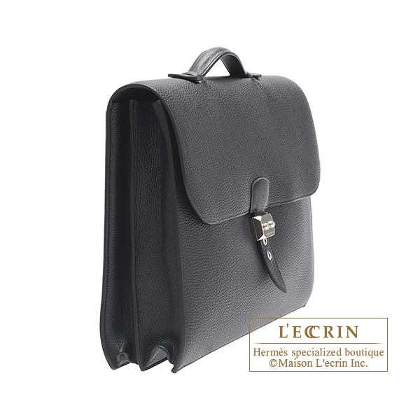 エルメス サックアデペッシュ41 ブラック トゴ シルバー金具
