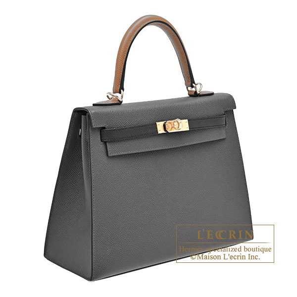 エルメス ケリートリコロール25/外縫い グリミスティ/ブラック