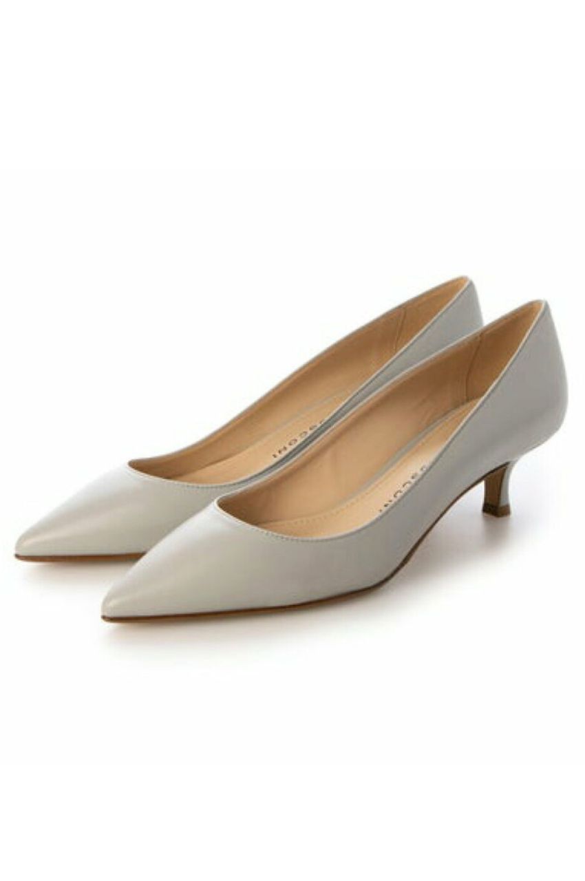 FABIO RUSCONI - ポインテッドトウミドルヒールパンプス(ライトグレー