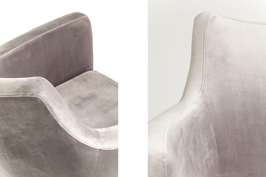 モードベルベットグレー アームチェア - ダイニングチェアの通販