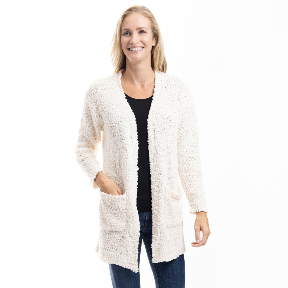 CozyLux Chenille Open Front Cardigan – Linda Anderson