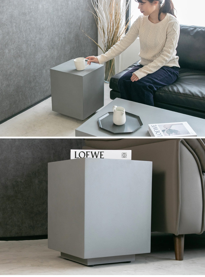 lushroom サイドテーブル モルタル グレー アイボリー ナイトテーブル