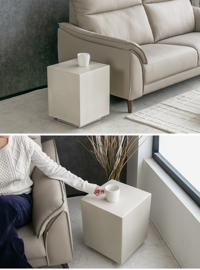 lushroom サイドテーブル モルタル グレー アイボリー ナイトテーブル