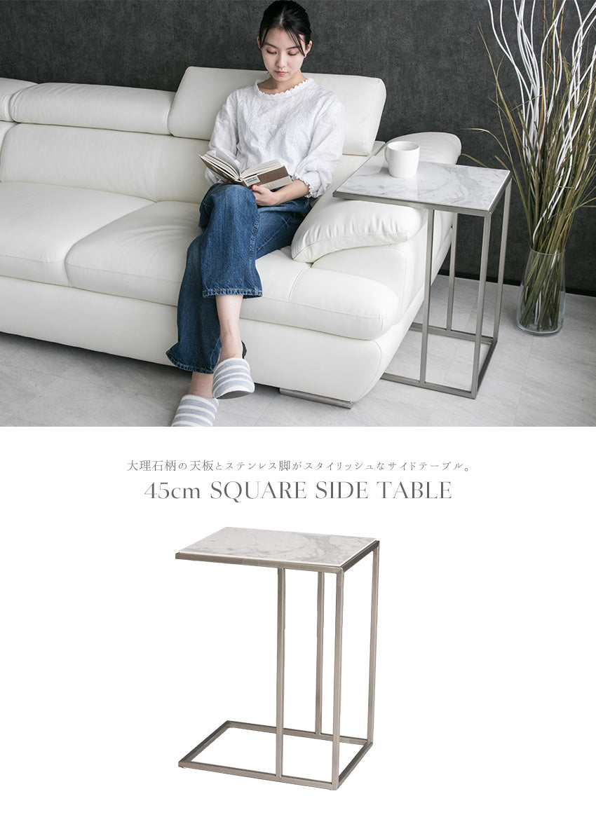 lushroom サイドテーブル セラミック 大理石柄 テーブル ホワイト