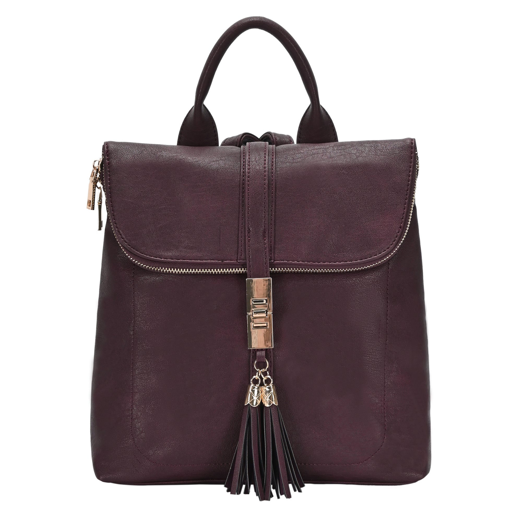 Diana Backpack – Chic Vegan Leather Bag with Tassel & Gold