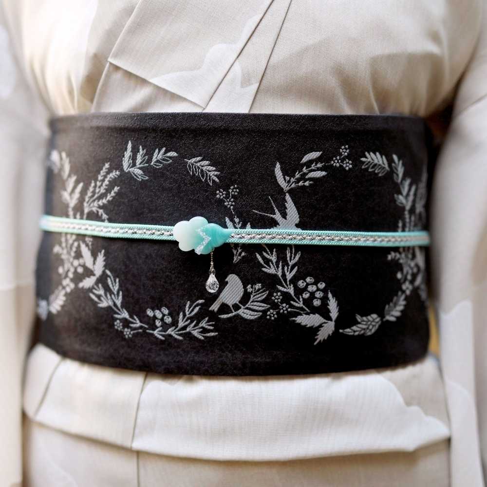 三分紐「小桜」ブルーグリーン｜コレカラキモノ企画室 | 普段着きもの