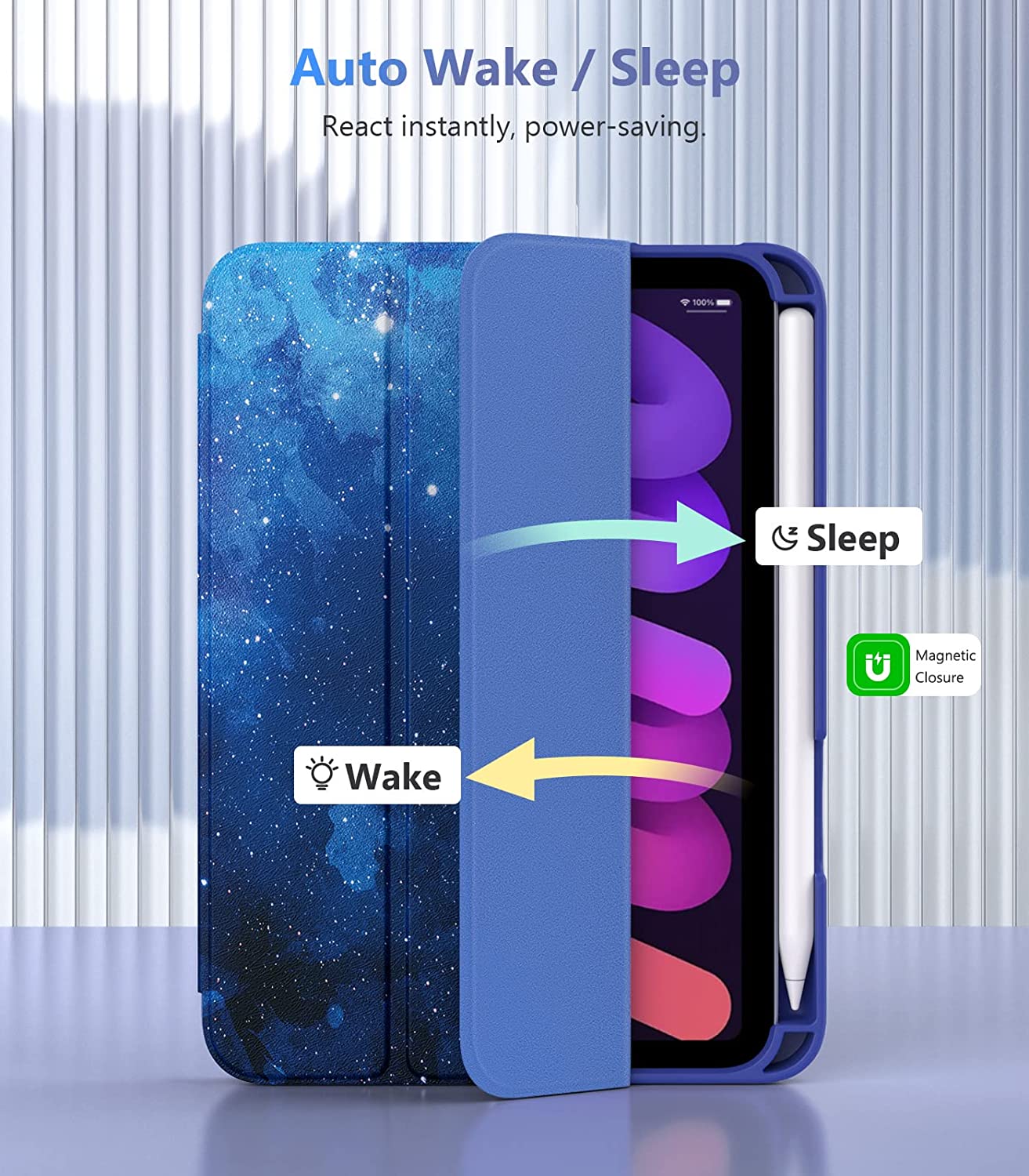 MoKo iPad Mini 6 Case with Pencil Holder (8.3 Inch,2021 Model