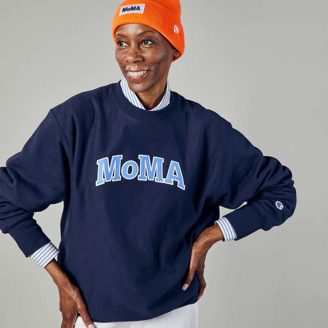 Champion クルーネックスウェットシャツ MoMA Edition ネイビー S