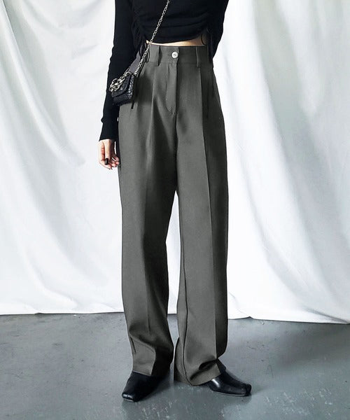 秋冬素材で新登場！ 】太ベルトハイウエストウールライクカラータック