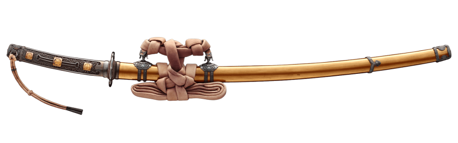 金沃懸地鞘 毛抜形太刀拵 大切羽付鍔（切付銘）表兼吉 兼吉／名古屋