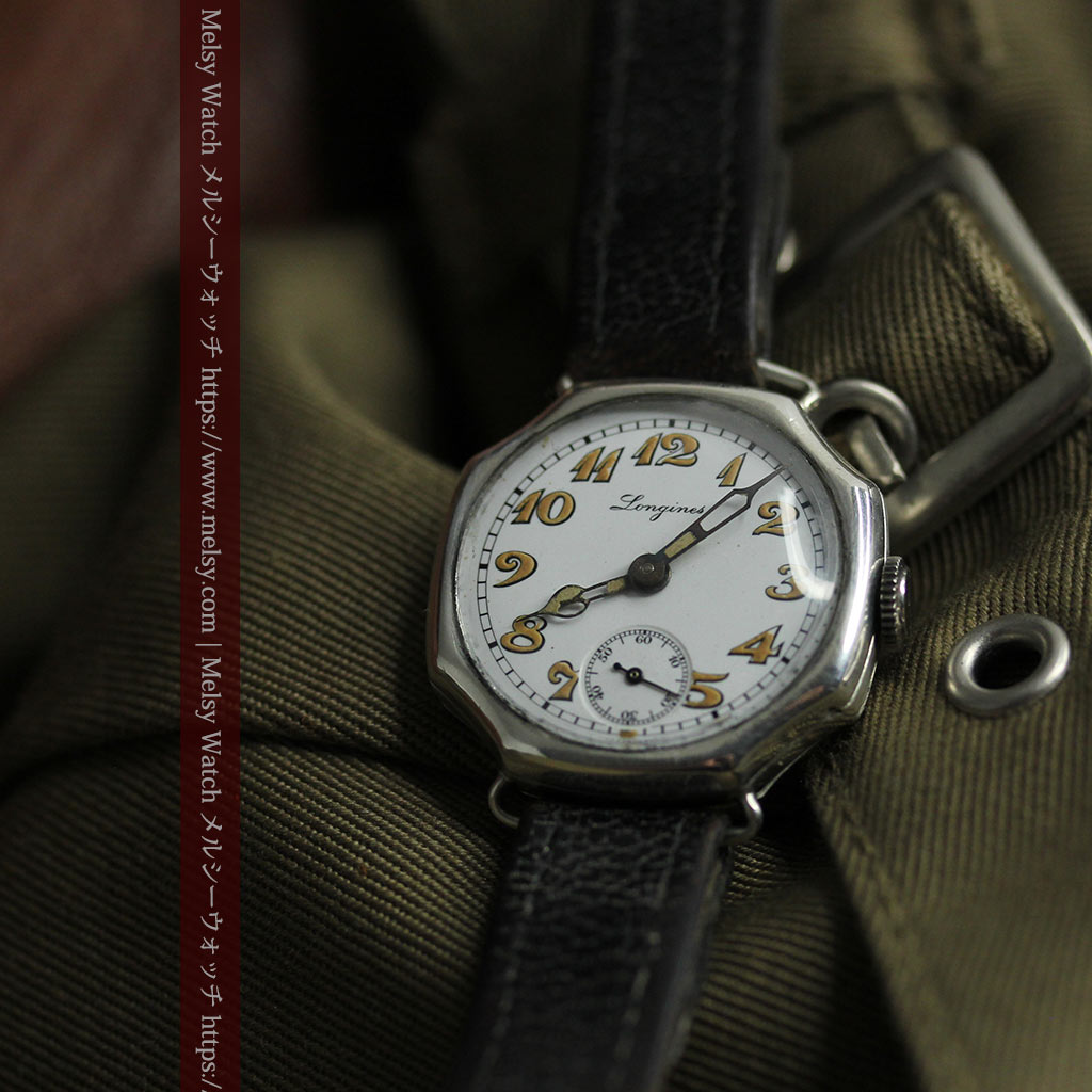 ロンジン 100年の風格漂う希少八角形の銀無垢アンティーク腕時計