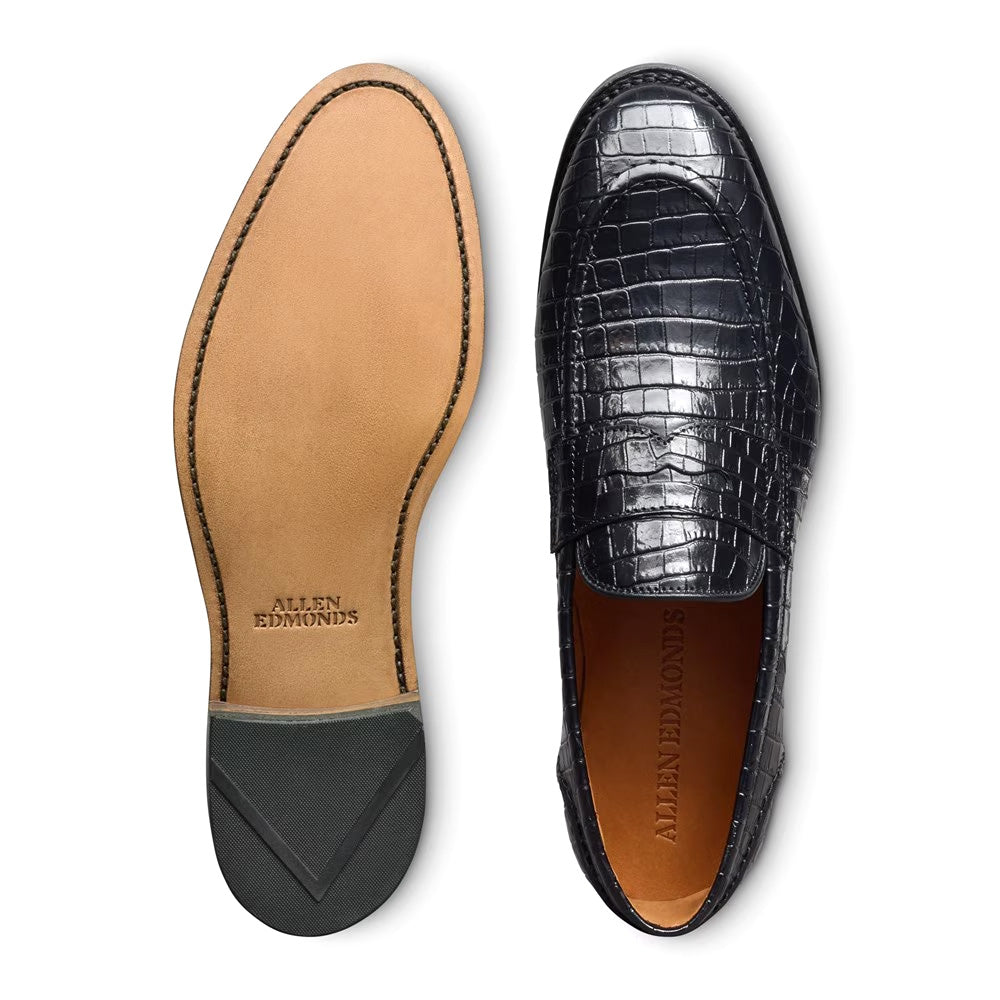 Allen Edmonds Randolph 2.0 Embossed Crocodile Penny Loafer Black