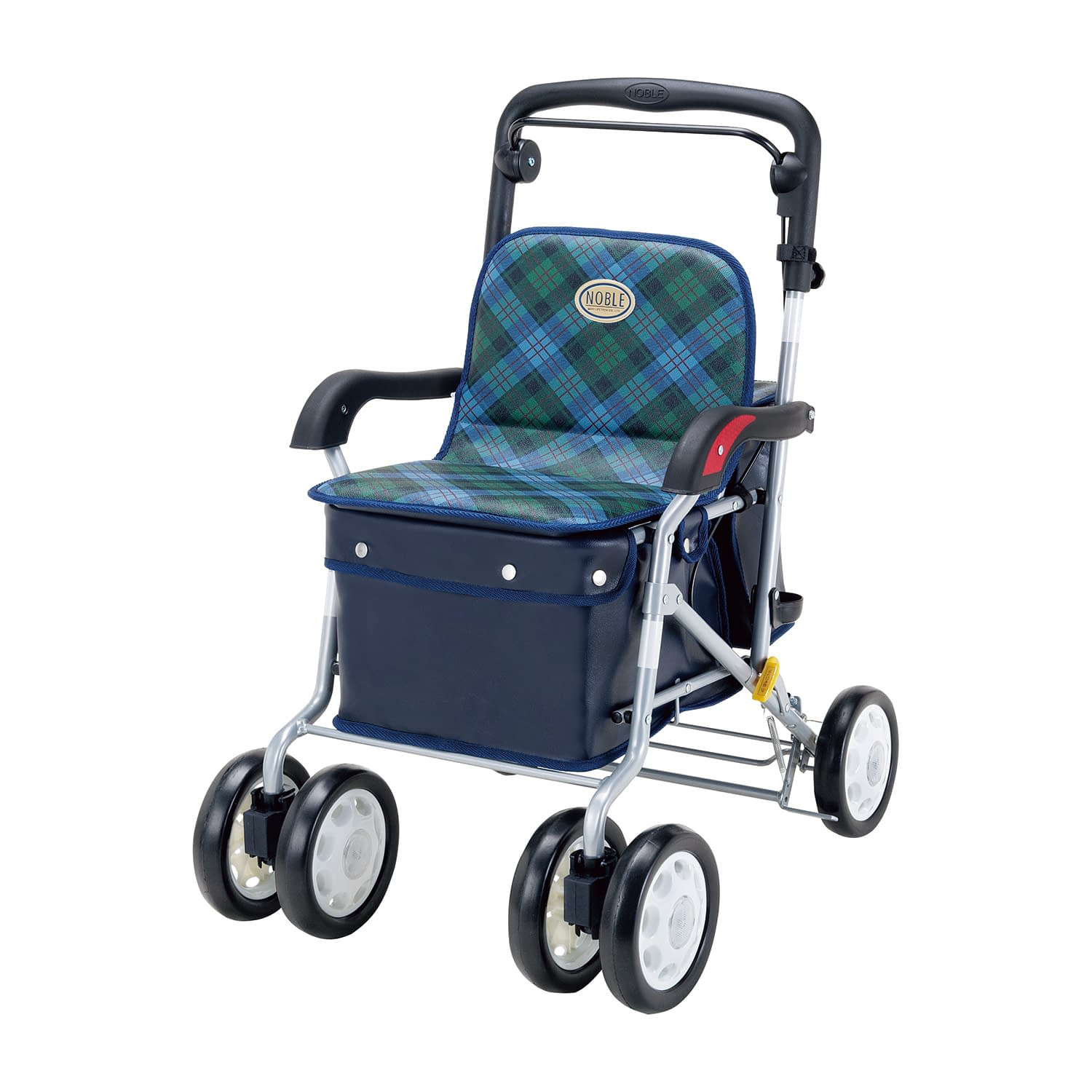 シルバーカー ノーブル 歩行車 23-7129-0003 緑チェック イチゴイチエ