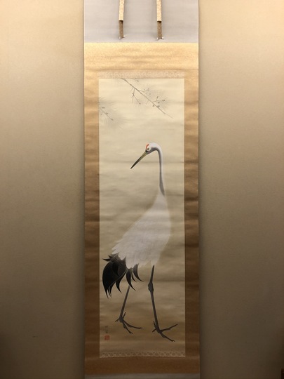 掛け軸鶴桂華鳴千九皋タペストリー美術品骨董