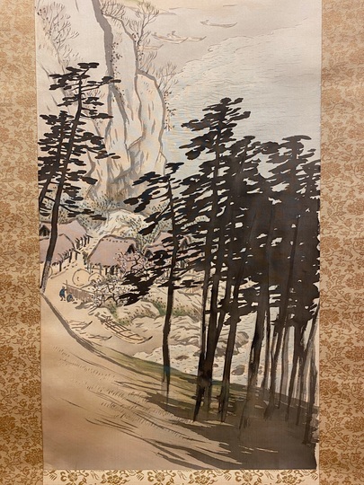 川合玉堂 漁村春晴｜古美術・掛け軸の販売・買取・鑑定-松本松栄堂