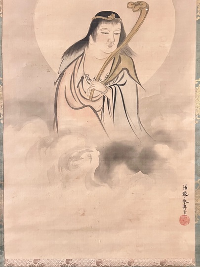 狩野安信 中菩薩 左右牡丹唐獅子｜古美術・掛け軸の販売・買取・鑑定