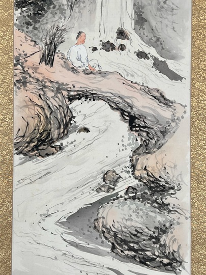 橋本関雪 幽澗樵夫図｜古美術・掛け軸の販売・買取・鑑定-松本松栄堂