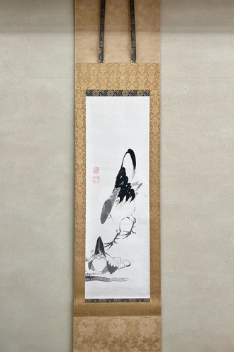 富士山 日本画 掛軸 40年位前ふじもとあおい 富士山 日本画 掛軸 40年