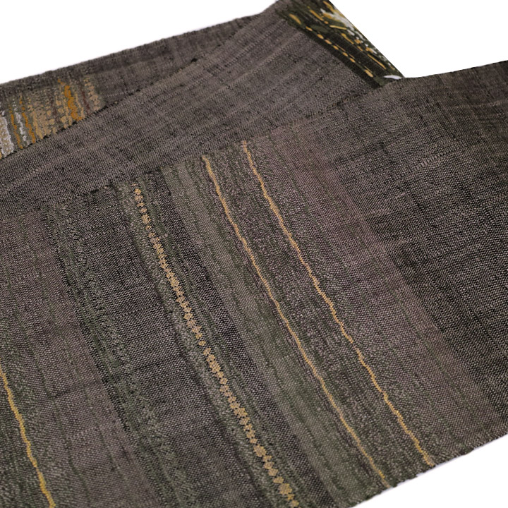 渡文謹製 手織八寸名古屋帯【市松に横 赤茶】 [100918-wa-19