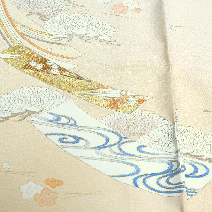 一流染匠 菱健 京友禅訪問着【四季花と短冊】 [241124-ho-1