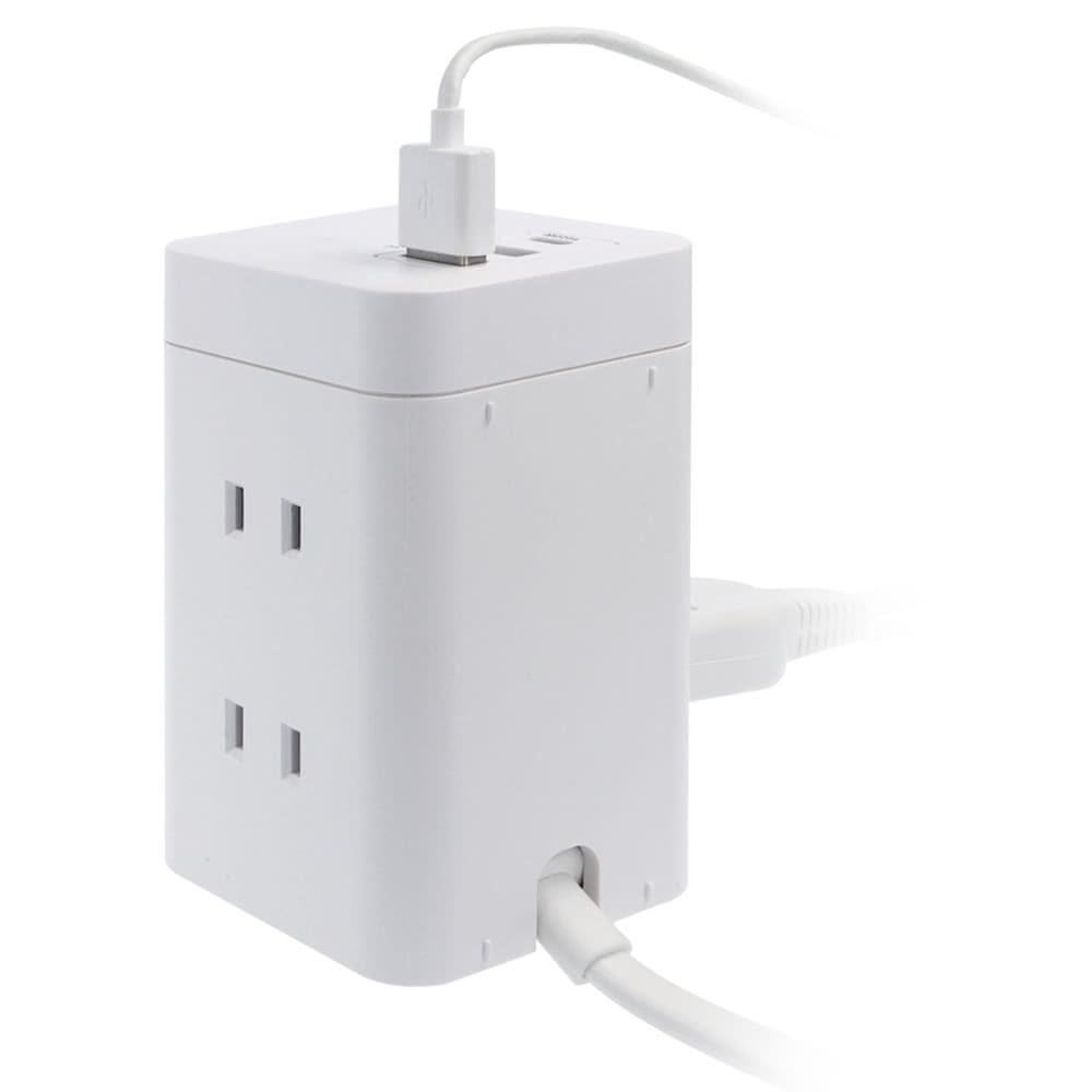 HIDISCコンパクトタワー型電源タップ HD-AC6U3WH | HIDISC 株式会社