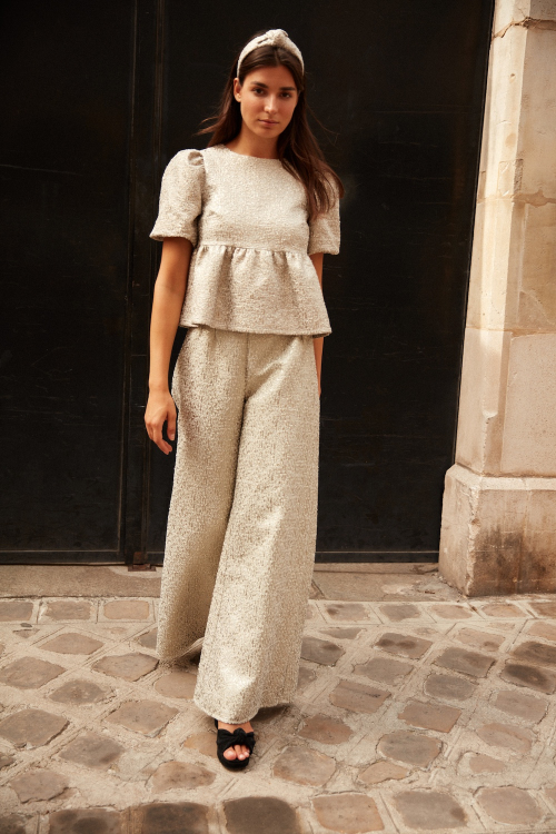 Twiggy - Elegant tweed pants oversized and structured, made in France