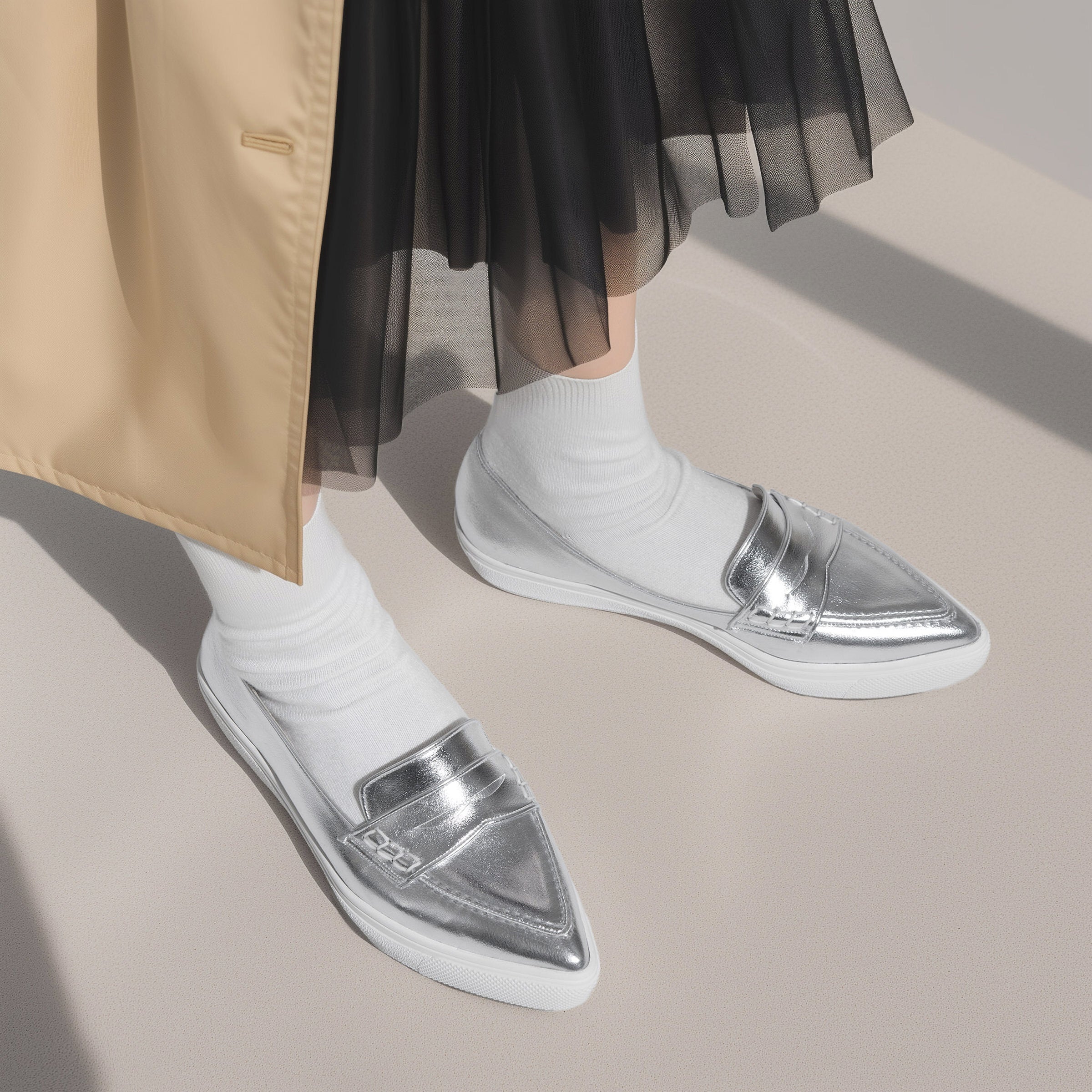 20%OFF：2025AW：ローファー スニーカー（m1003）シルバー – mamian