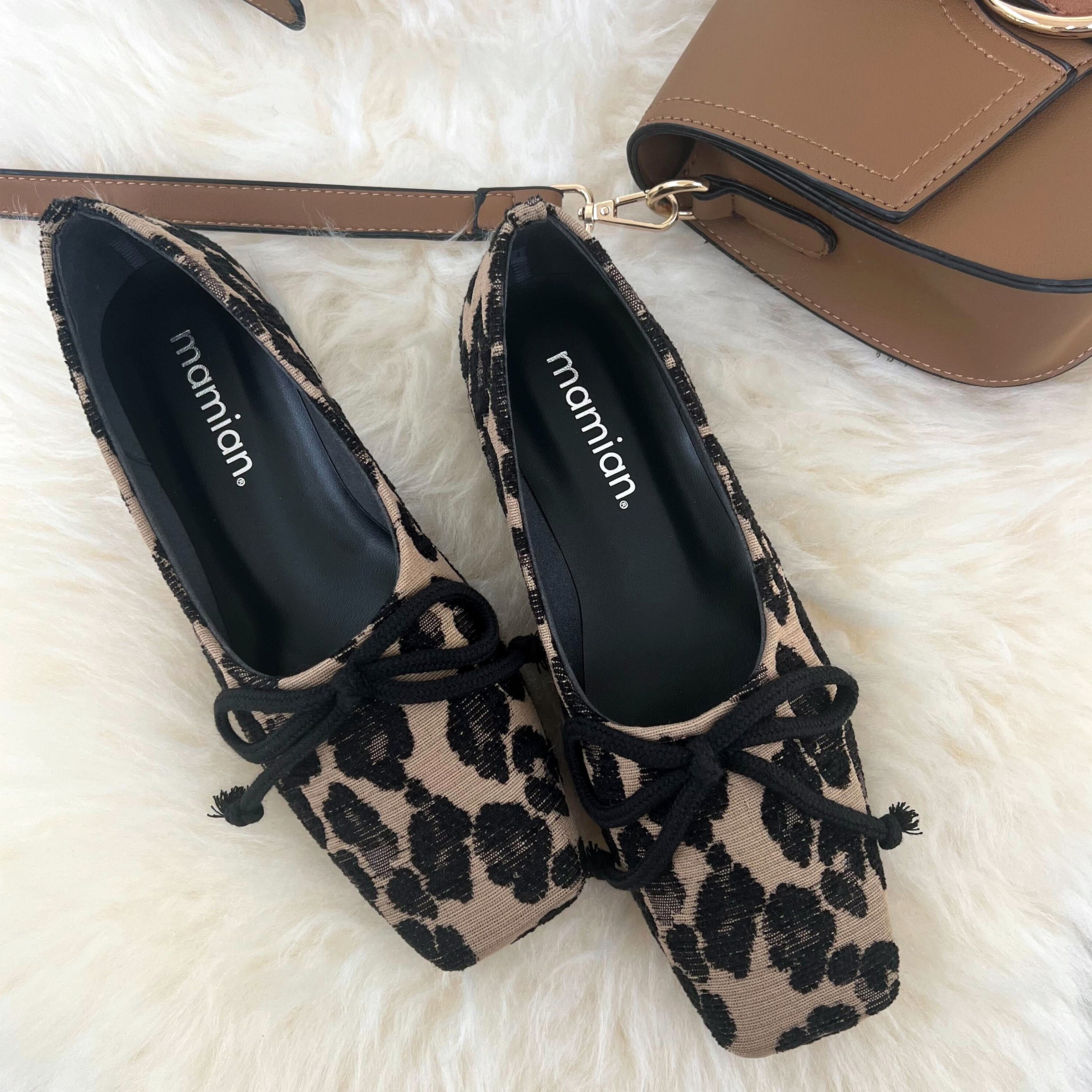 ラストワン25%OFF：スクエアトゥ バレエシューズ（m10307）レオパード