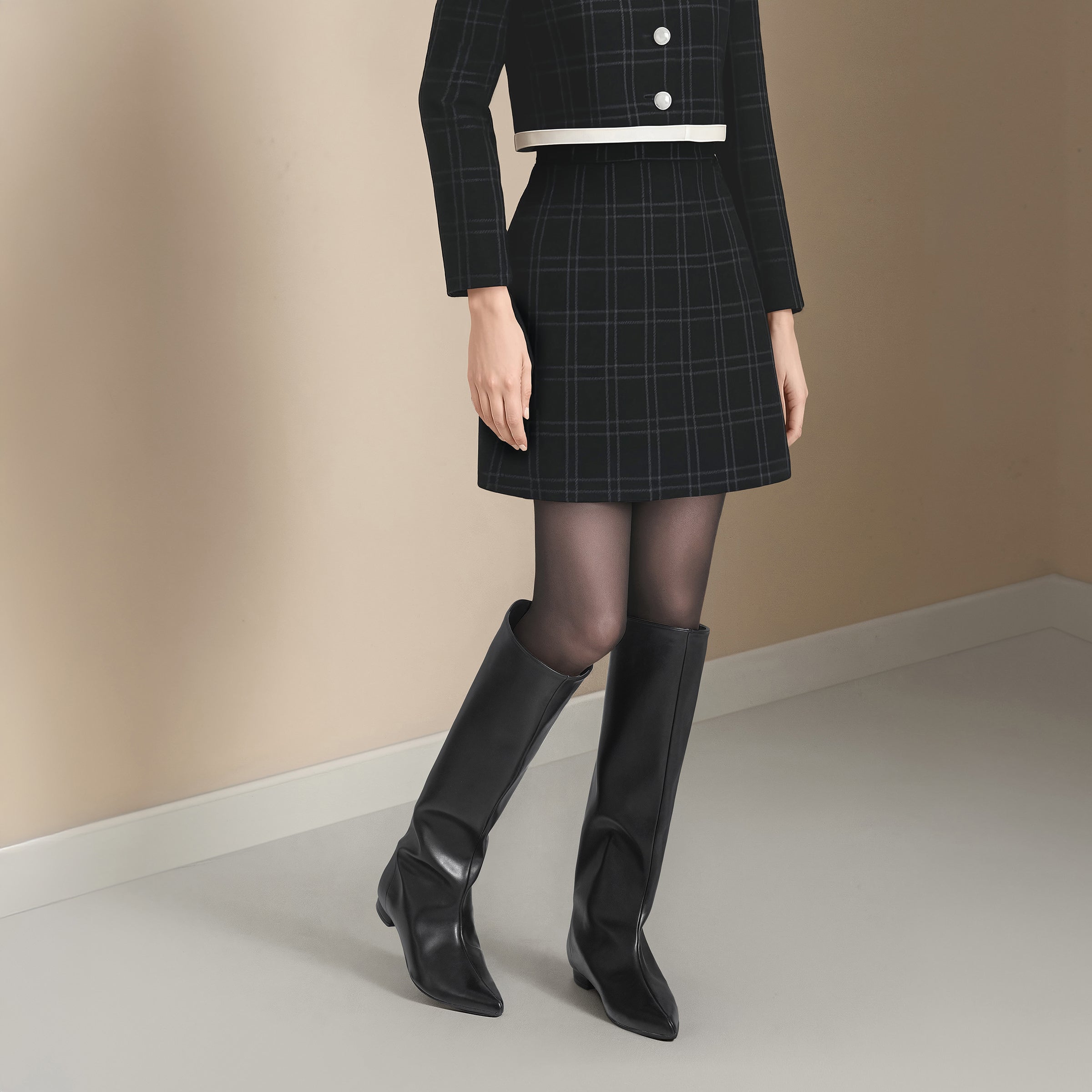 25%OFF：2025AW：ワイドシャフト フラット ロングブーツ（m17059