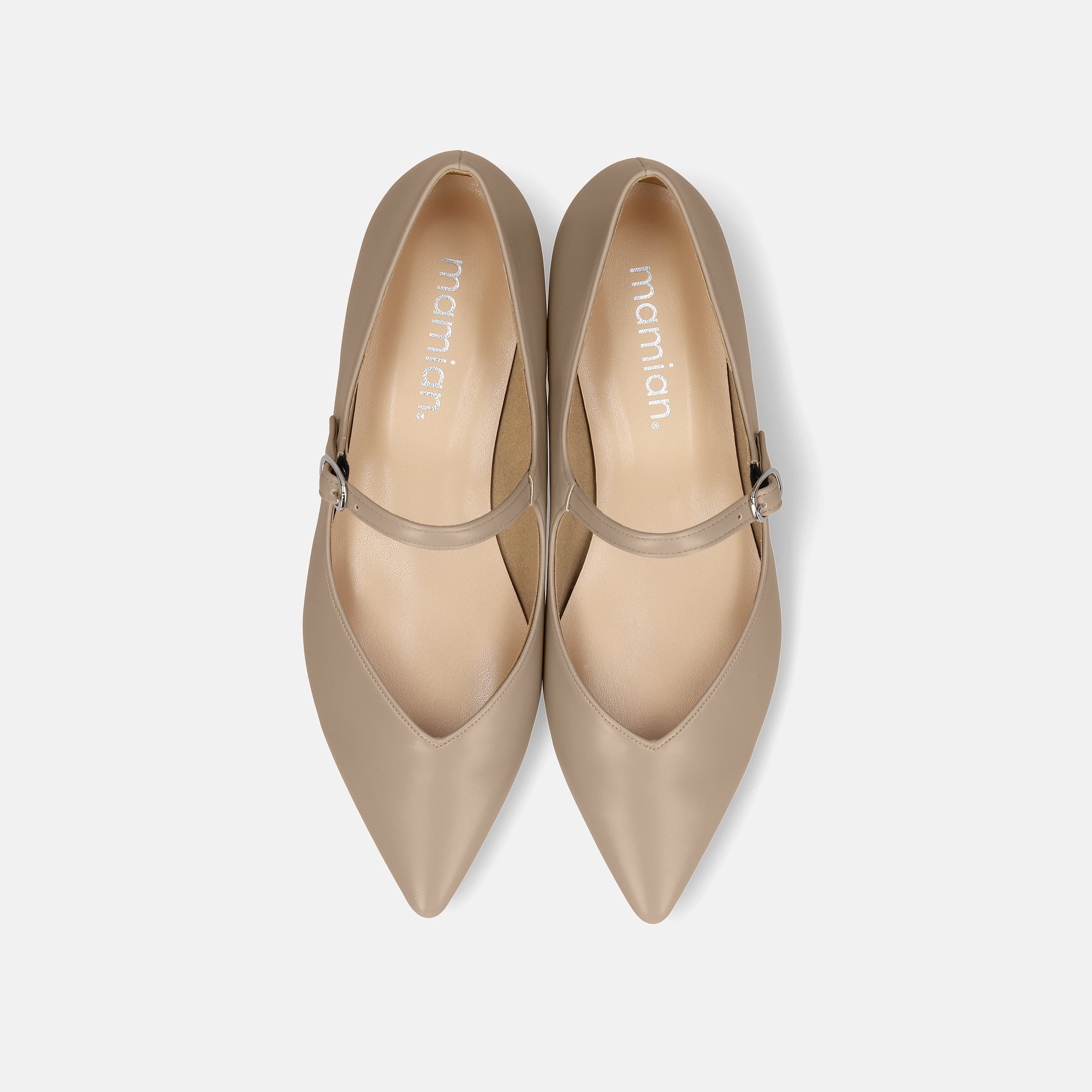 15%OFF：Vカット メリージェーン フラットシューズ（m17018）ベージュ