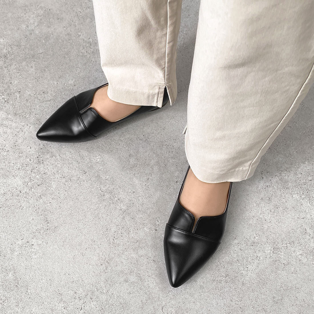 2026SSBI：ポインテッドトゥ フラット 切替ドレスシューズ（154