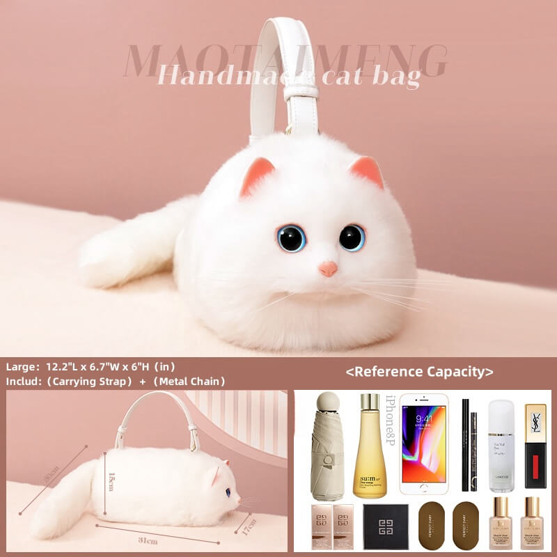 Handmade White Cat Crossbody Bags Handbags – MAOTAIMENG