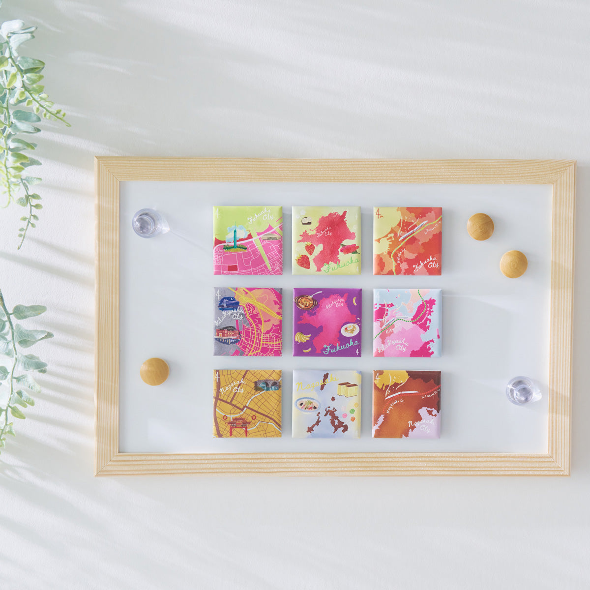 タイルマグネット（3個）/福岡県北九州セット｜地図グッズ｜Map Design