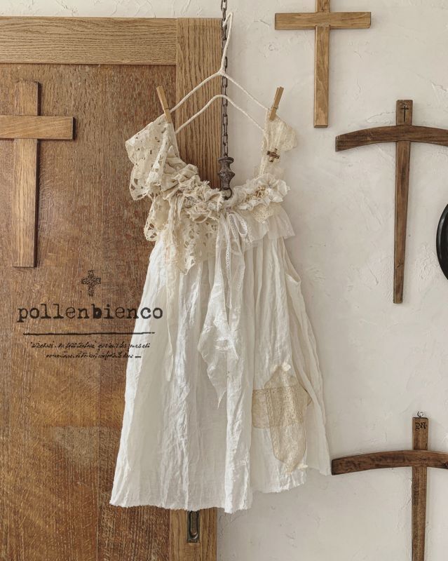 pollenbienco／アンティークレースのギャザーキャミソール - MARCHE