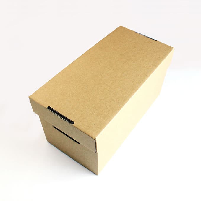 EPレコード用 段ボール箱（ダンボールボックス）蓋付き クラフト茶 2箱