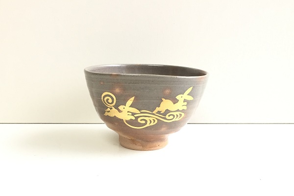 抹茶茶碗 干支茶碗 卯 金彩 朝日窯作販売|通販